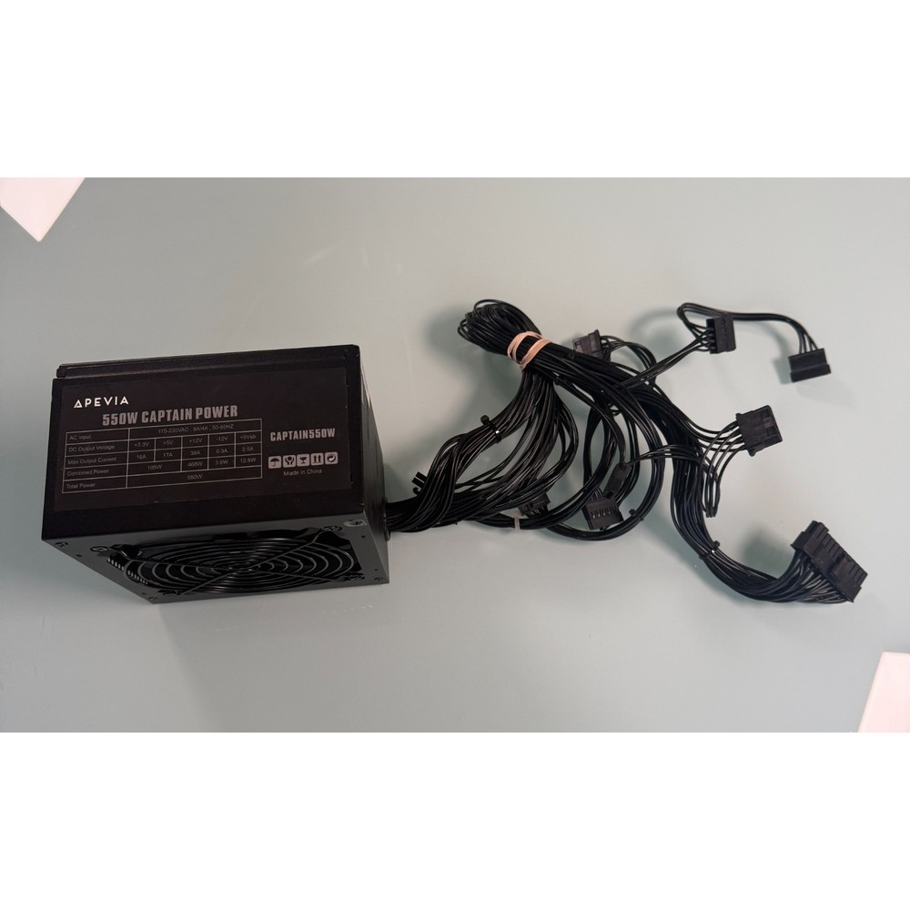 Apevia 550W Power Supply Dual 12V Rails 17A & 19A +3.3V/5V Support Untested